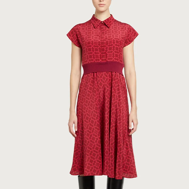 Ferragamo Short-Sleeved Dresses Women's Red-2