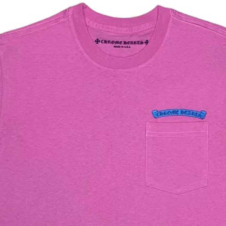 美品 クロムハーツ Chrome Hearts Pink Logo Tee Chrome Hearts Pink Scroll Logo Tee - SHENGLI ROAD MARKET
