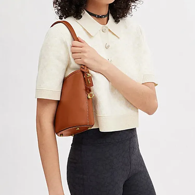 COACH Dakotah Cow Leather Bucket Bag, Handbag, Shoulder Bag, Crossbody Bag Trumpets Women's Brown-4