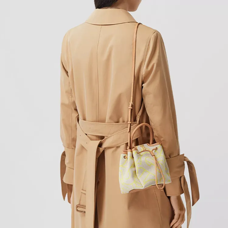 Burberry Canvas Leather Canvas Bag Bucket Bag Handbag Regular Women's Yellow-6