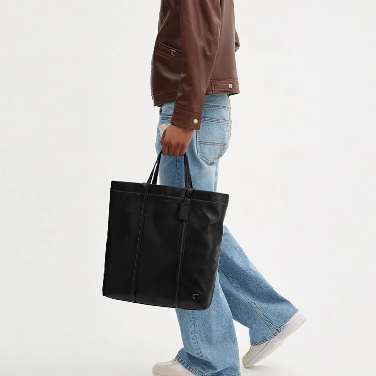COACH Leather Tote Bag, Shopping Bag, Handbag, Shoulder Bag Large Size Men's Black-3
