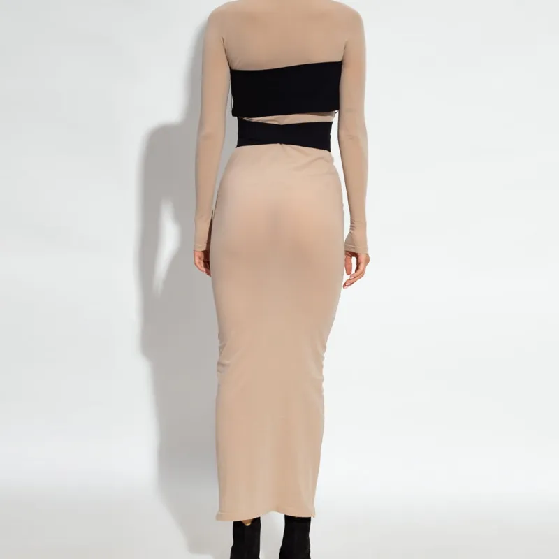 Alaia Long Sleeved Dresses Women's Khaki-2