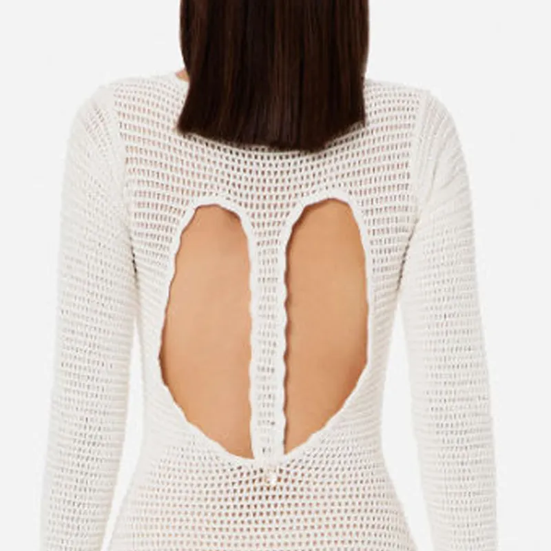 Elisabetta Franchi Long-Sleeved Dresses Women's White-3