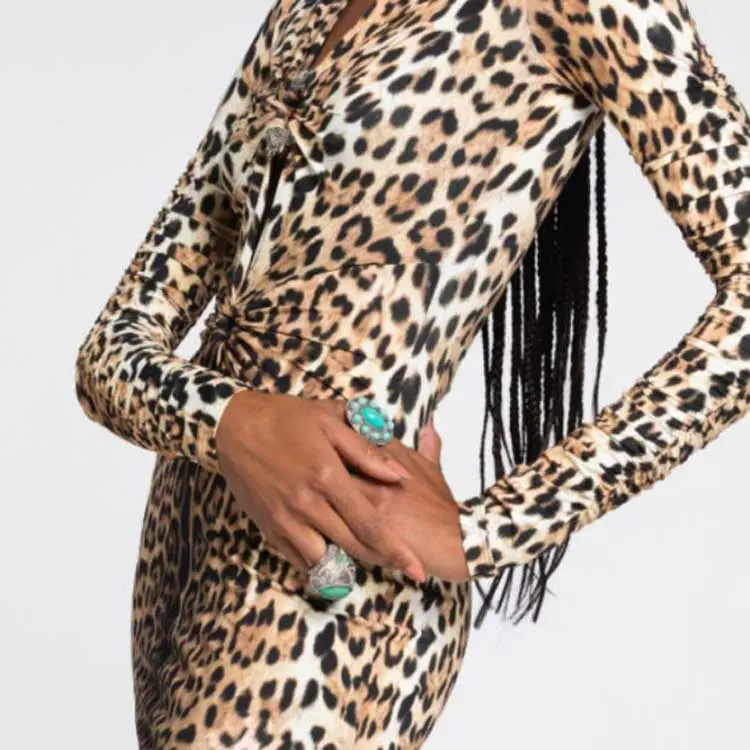 ROBERTO COLLINA Leopard-Printed Cut-Out Mini Dress-4
