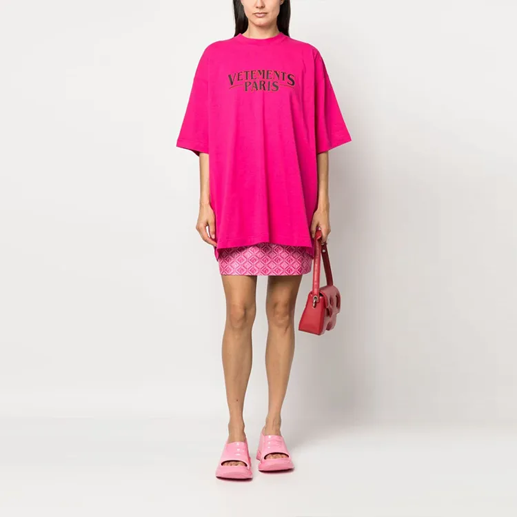 Vetements T-Shirts Unisex Peach Pink-2