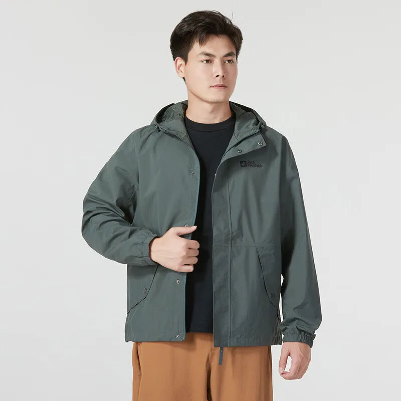 Jack Wolfskin Outdoor Hiking Waterproof, Windproof, And Breathable Windbreaker Jacket Men's-3