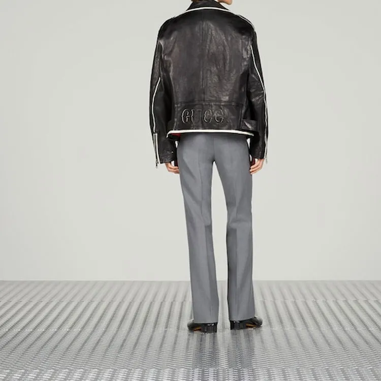 GUCCI Leather Jackets Men Black-2