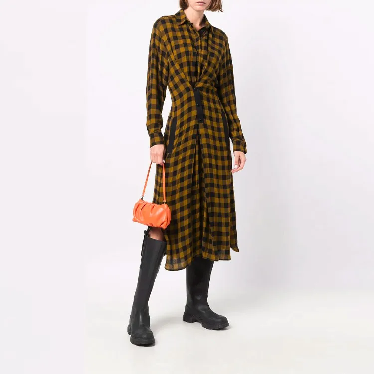 KENZO W21 Long-Sleeved Dresses Women's Yellow Black-1