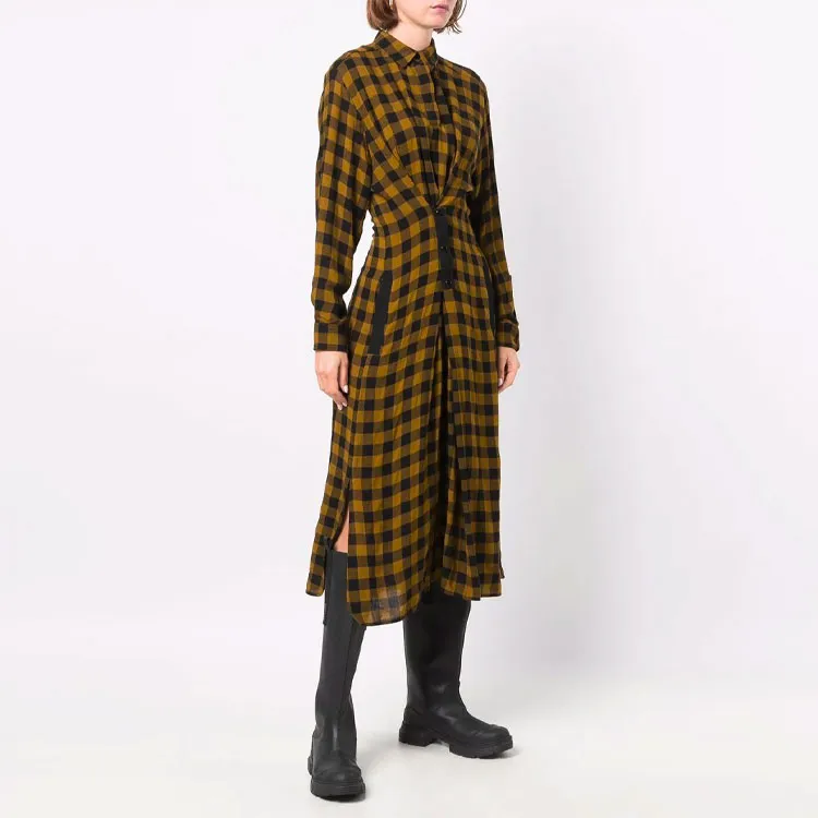 KENZO W21 Long-Sleeved Dresses Women's Yellow Black-2