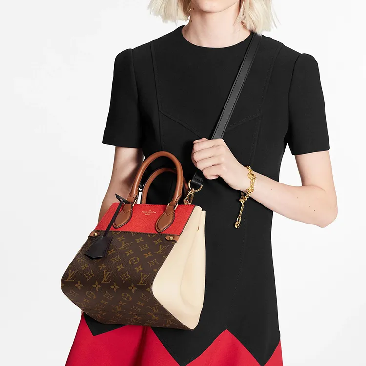 LOUIS VUITTON Canvas With Calfskin Shoulder Bag, Crossbody Bag, Handbag Women's Red White Black-5