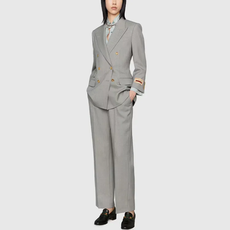GUCCI High Rise Wool Trouser Pants Grey-2