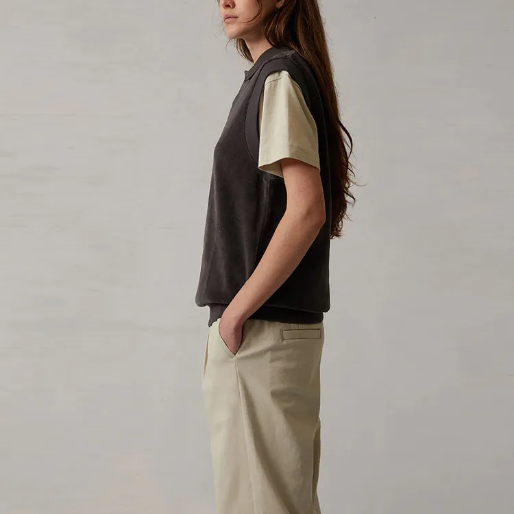 Fear Of God Essentials Women's Velour Sleeveless Polo Iron-4