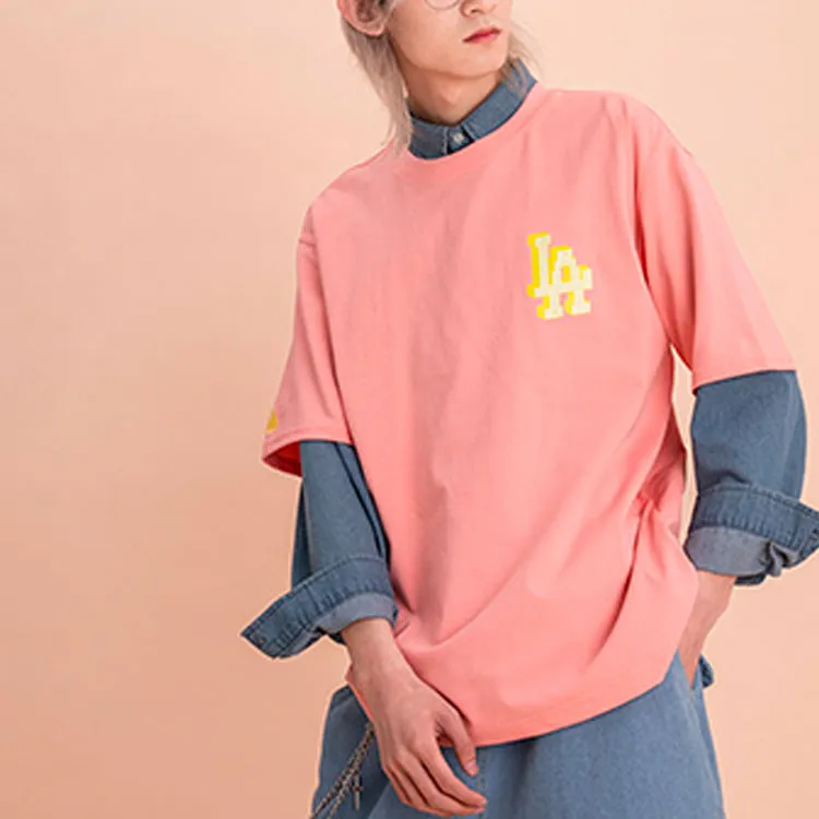 MLB Los Angeles Dodgers T Shirts Unisex Pink-7