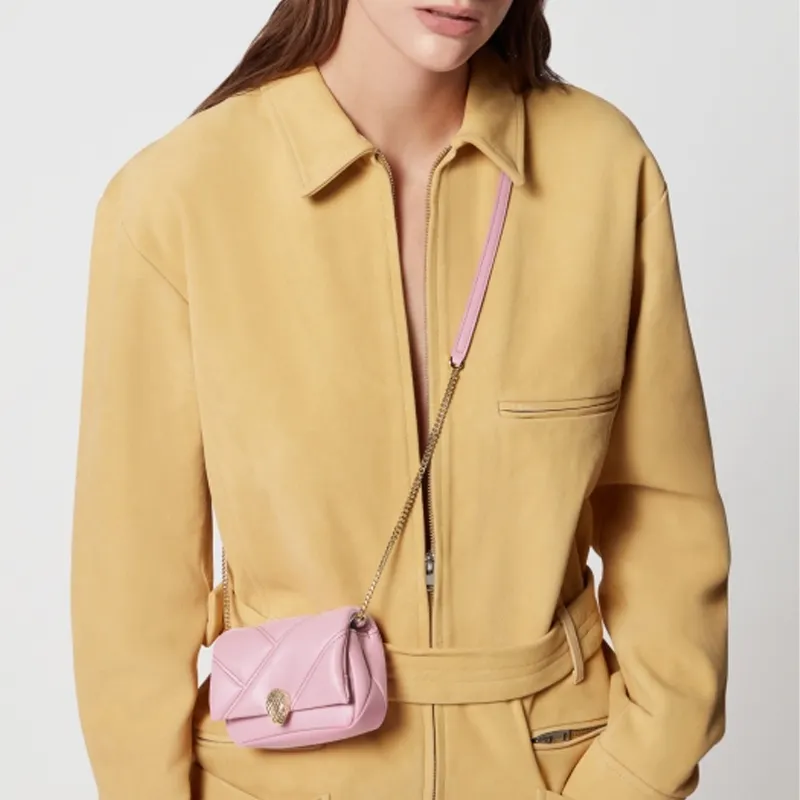 BVLGARI Serpenti Cabochon Calfskin Chain Bag Shoulder Bag Crossbody Bag Mini Women's Light Pink-3