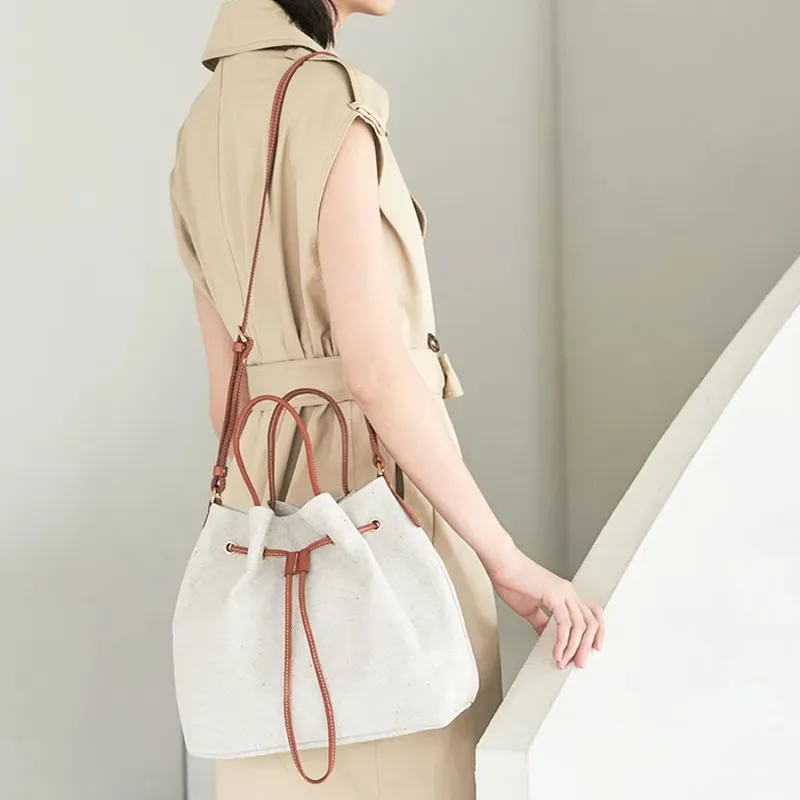 Furla Gioia Grained Leather Bucket Bags Shoulder Bag Crossbody Bag Mini Women's White-5
