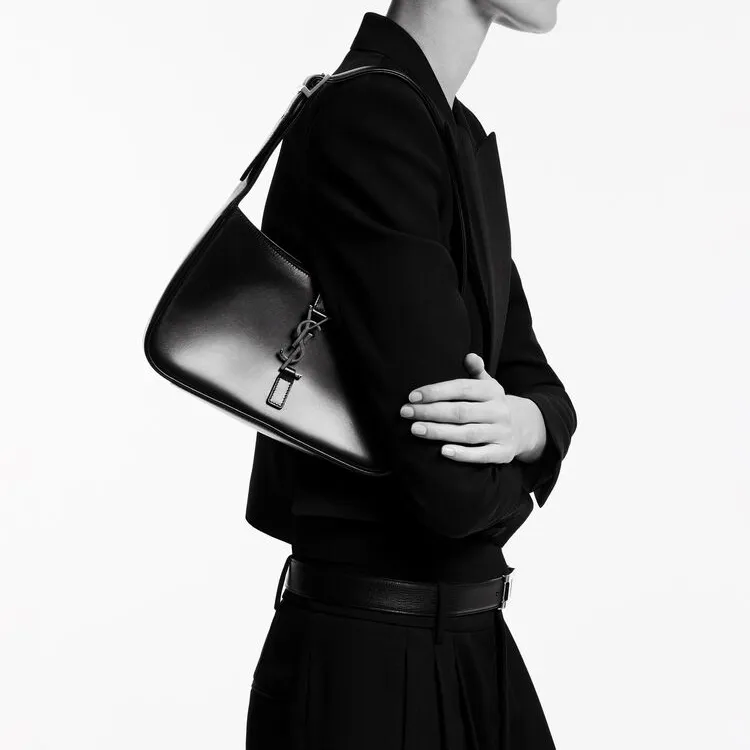 SAINT LAURENT LE5A7 Cow Leather Shoulder Bag, Hobo Bag, Handbag, Shoulder Bag Small Size Women's Black-5