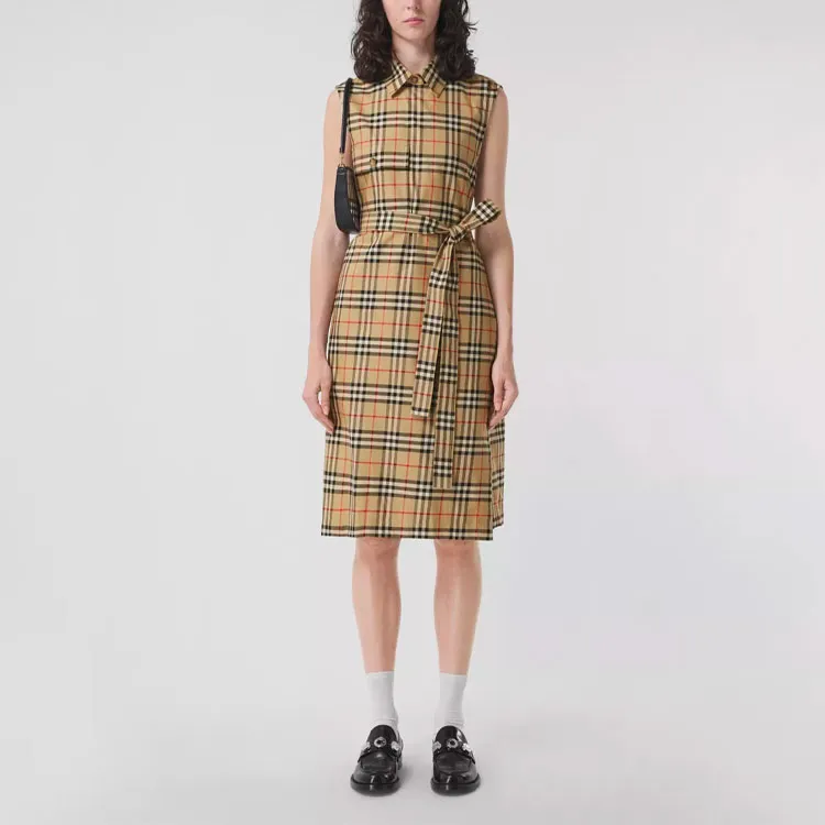 Burberry Sleeveless Dresses Women's Beige-1