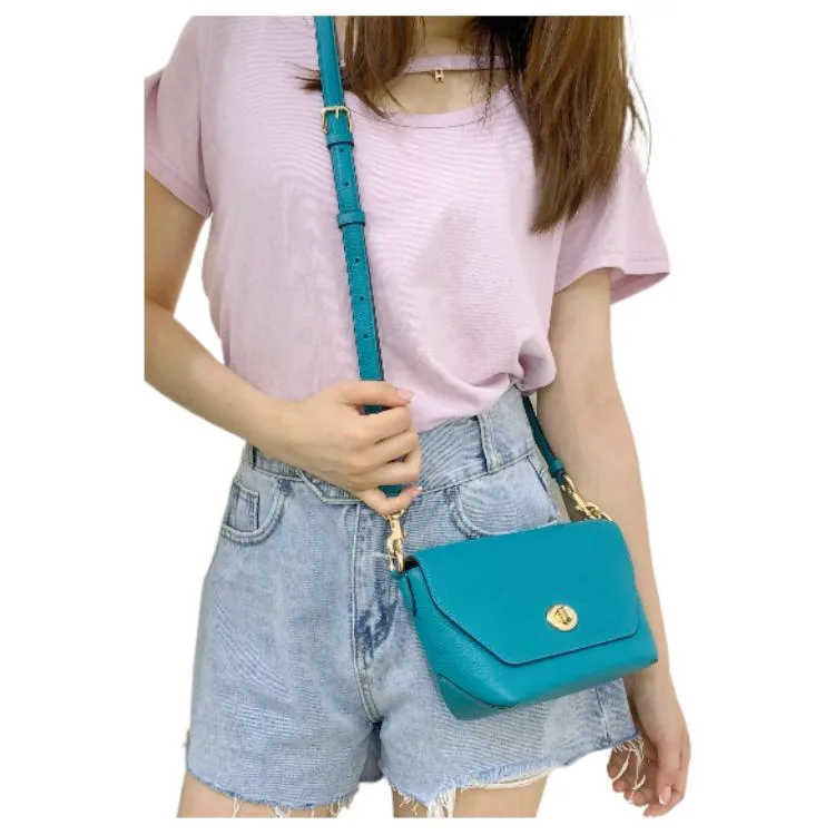 COACH Leather Shoulder Bag Crossbody Bag Women's Blue-3