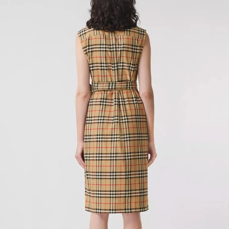 Burberry Sleeveless Dresses Women's Beige-2
