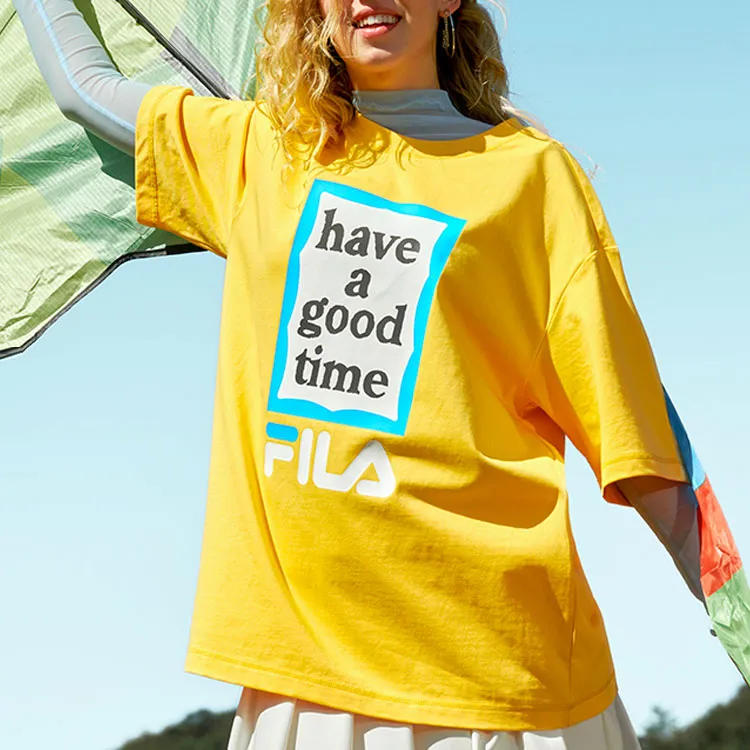 FILA x Have A Good Time T Shirt Unisex Cyan Mustard Orange-3