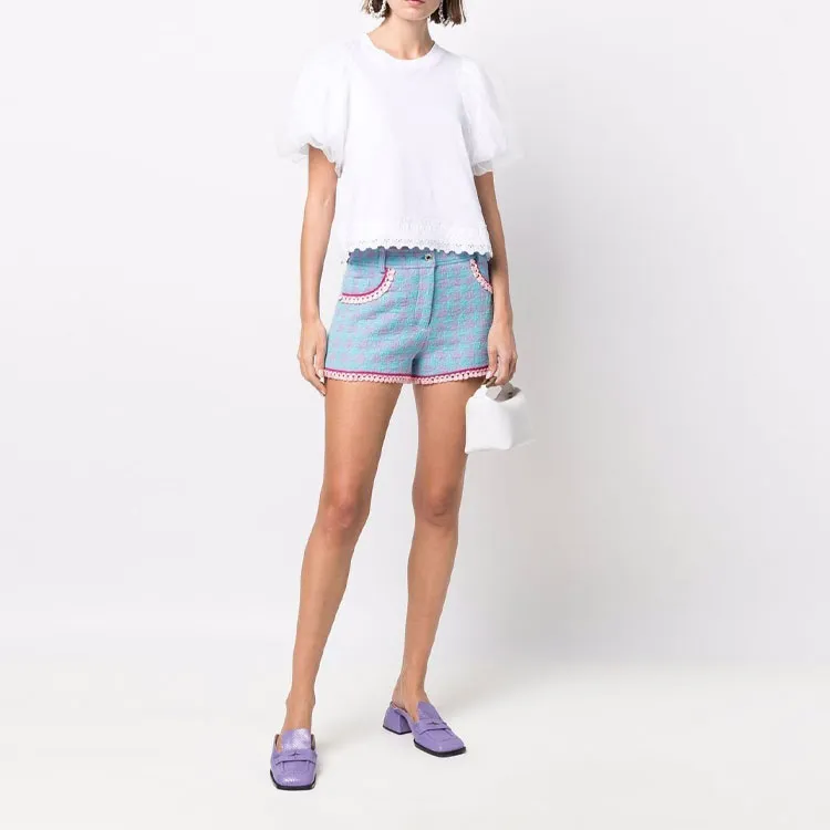 MOSCHINO Houndstooth Tassel Trim Shorts-1