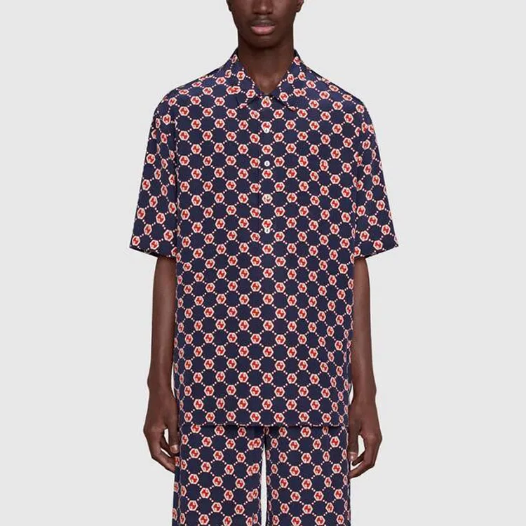 GUCCI Borderless Scrollwork Shirt Men's Blue-2