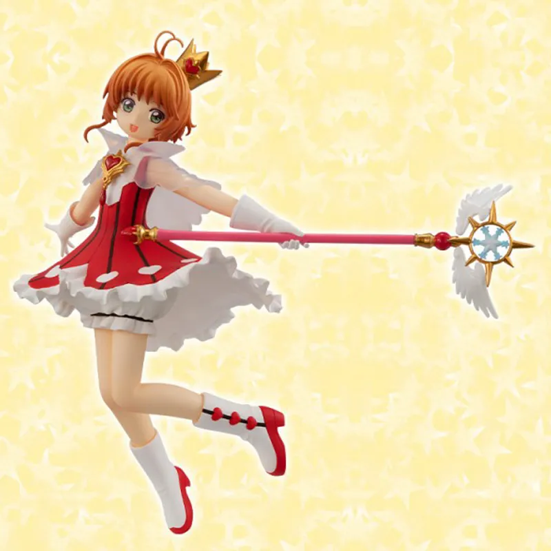 FURYU Sakura Kinomoto Cardcaptor Sakura, Transparent Card Edition, Sakura, Includes Base, 19cm Bonus Gifts-7