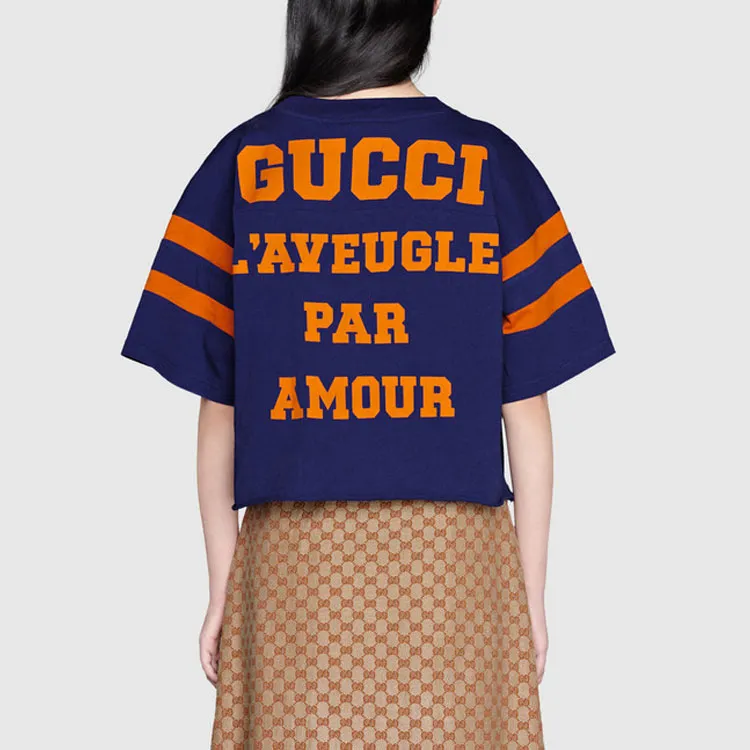 GUCCI 1921 L'Aveugle Par Amour T shirt Blue-4