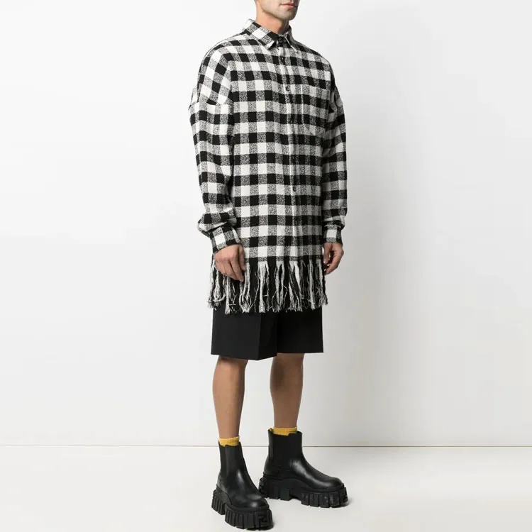 PALM ANGELS Fringed Check Shirt Jacket-3