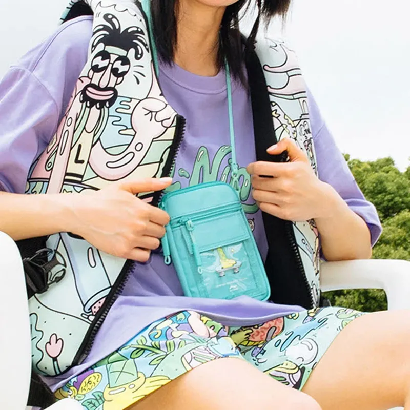 LiNing Canvas Canvas Bag One Shoulder Handbag Crossbody Bag Regular Unisex Light Jade Green-5