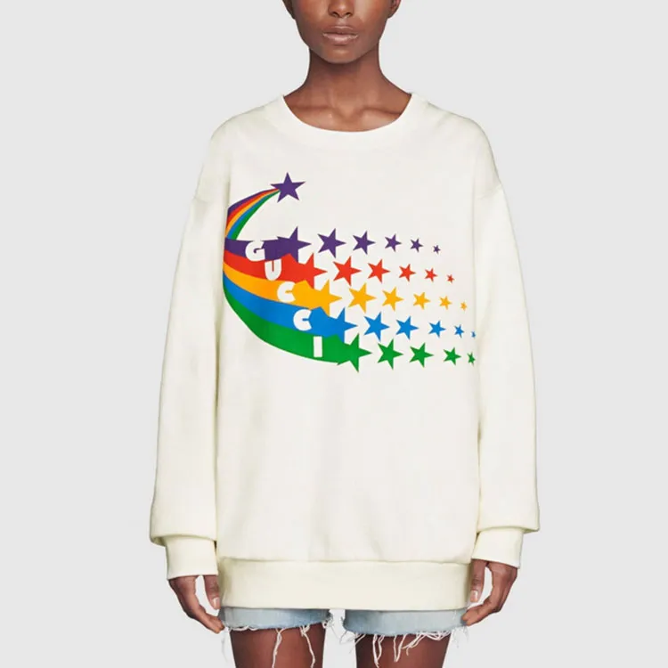 GUCCI Shooting Star Print Sweatshirt White-2