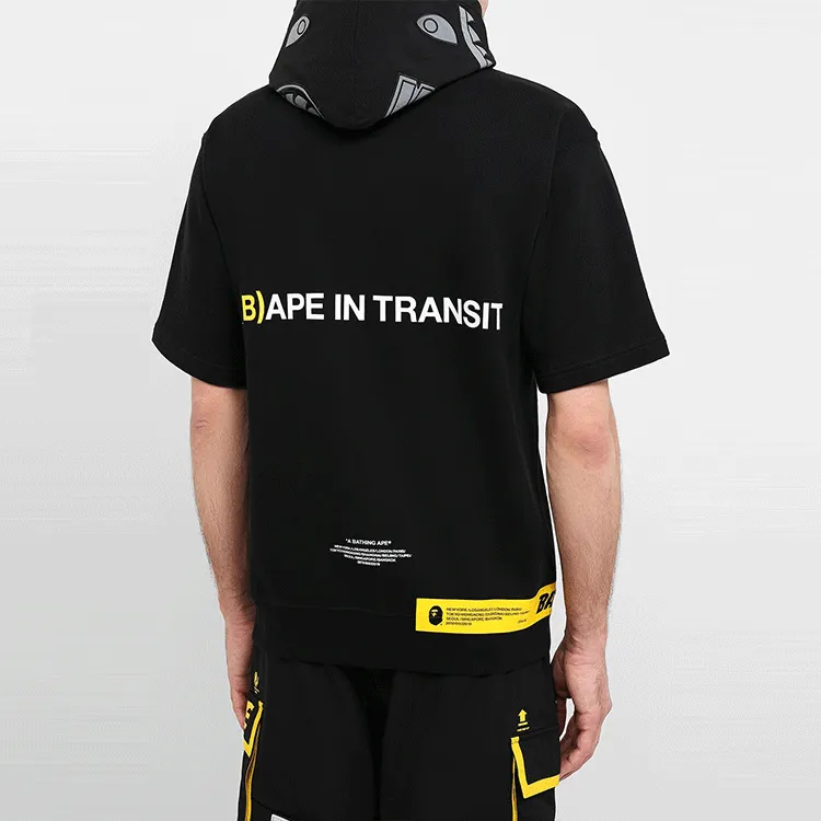 A BATHING APE A BATHING APE In Transit Shark Short Sleeve Pullover Hoodie-2