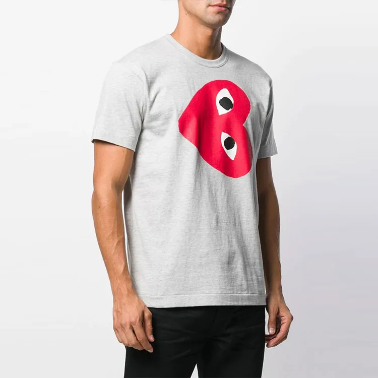 CDG Play T Shirts Men Gray-2