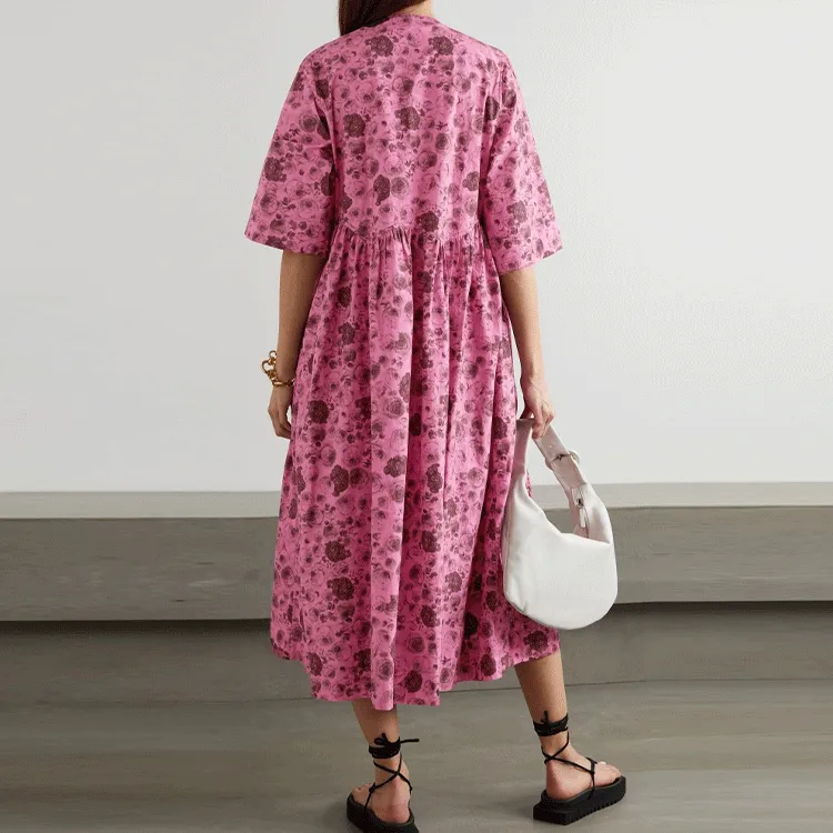 GANNI Short-Sleeved Dresses Women's Pink-2