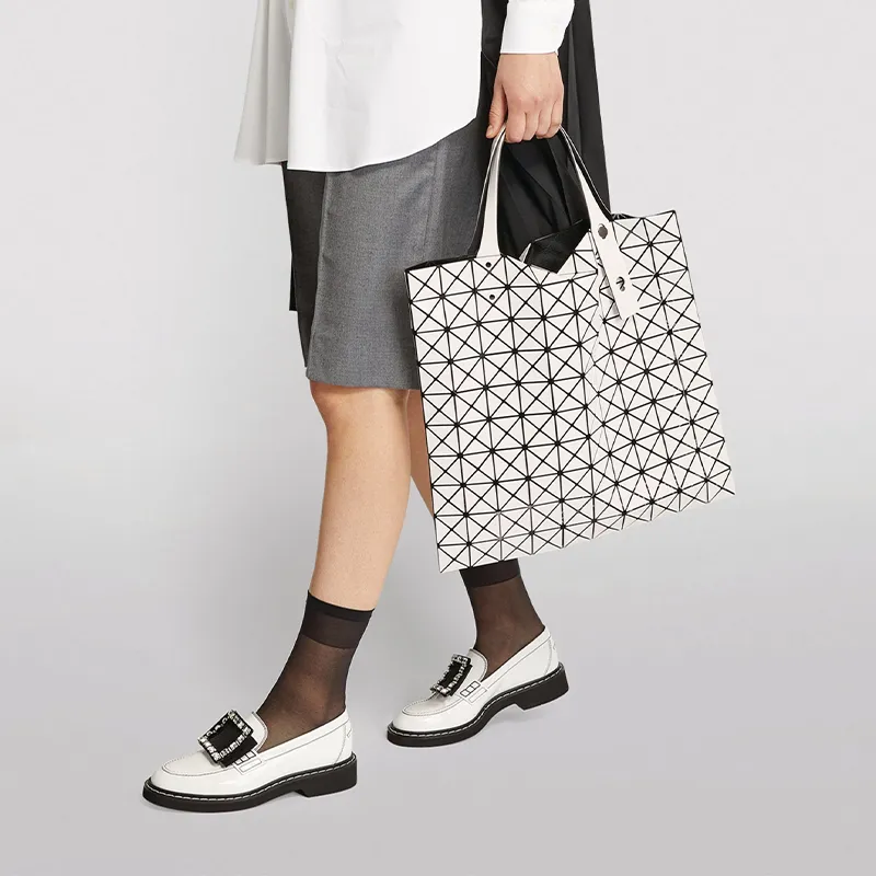 ISSEY MIYAKE Prism Polyurethane Laptop Bag, Tote Bag, Shopping Bag, Shoulder Bag, Handbag Large Size Unisex White-5