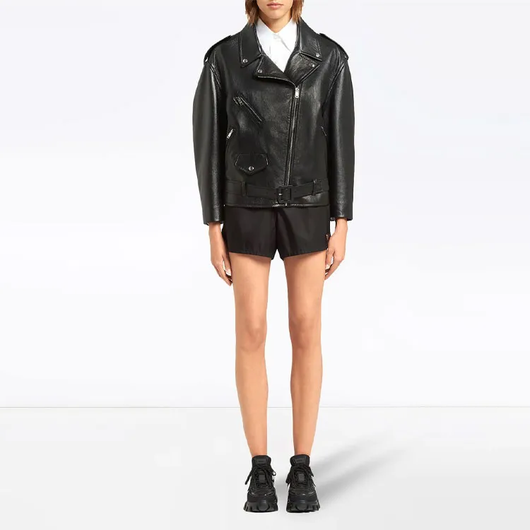 PRADA FW21 Leather Jacket Women's Black-1