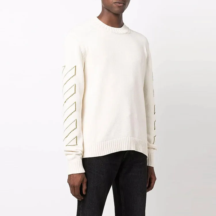 OFF WHITE Arrows Diag Stripe Knitted Crewneck-3