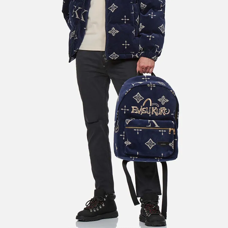 EVISU Cotton Backpack Regular Men's Blue-2