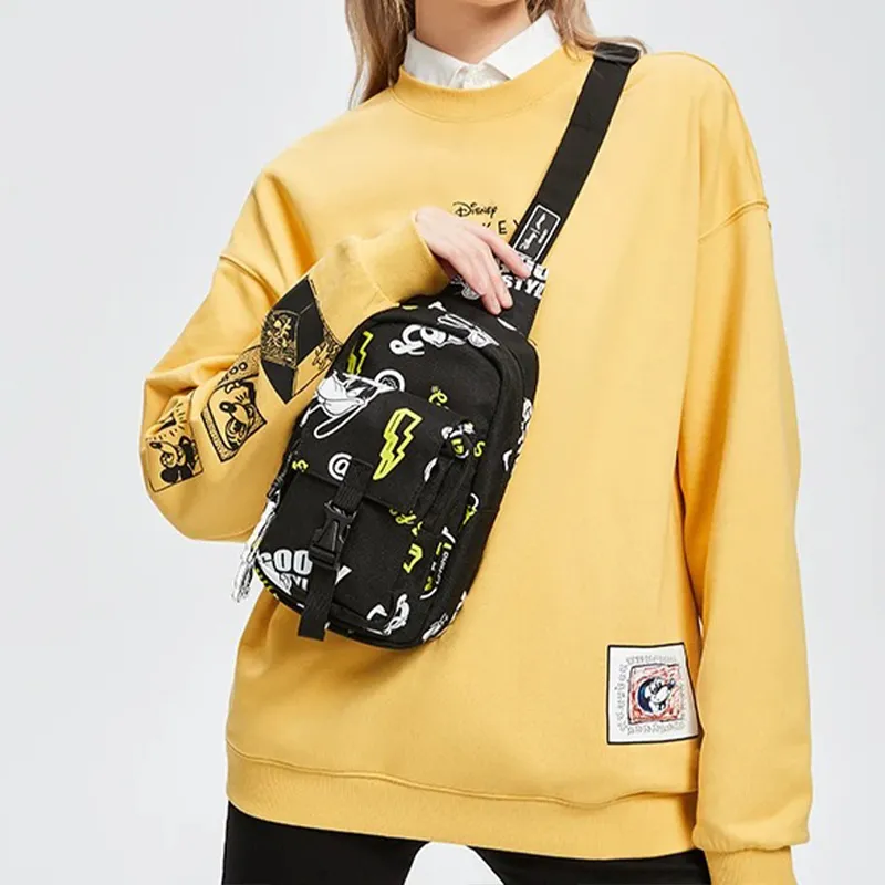 LiNing Disney Collaboration Fabric Fanny Pack Shoulder Bag Crossbody Bag Sling Bag Unisex Black-4