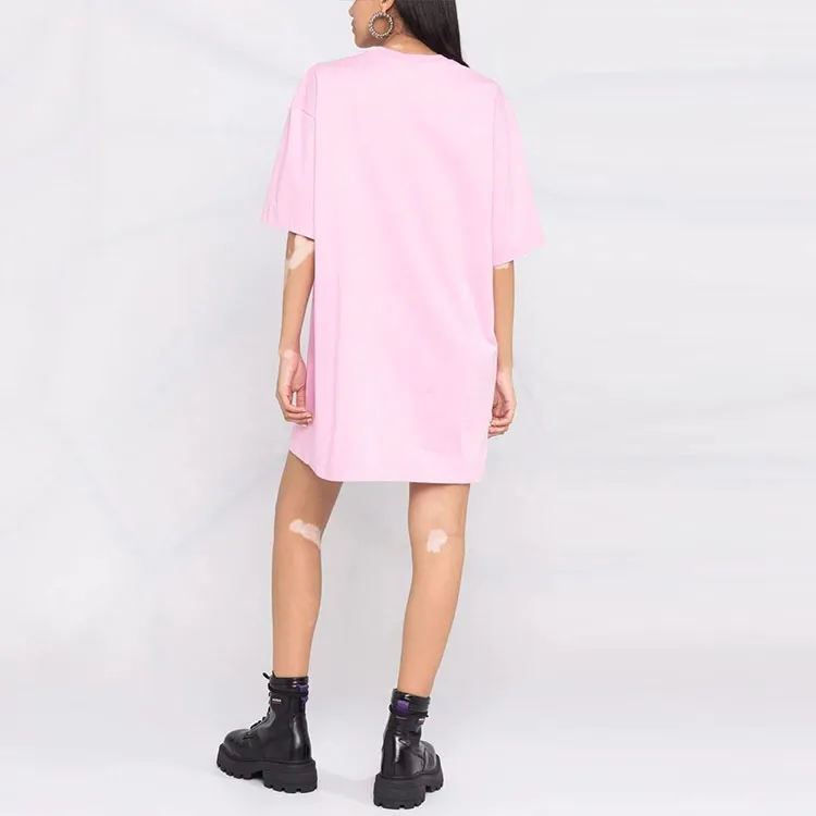 MSGM Logo Printed Crewneck T Shirt Dress-2