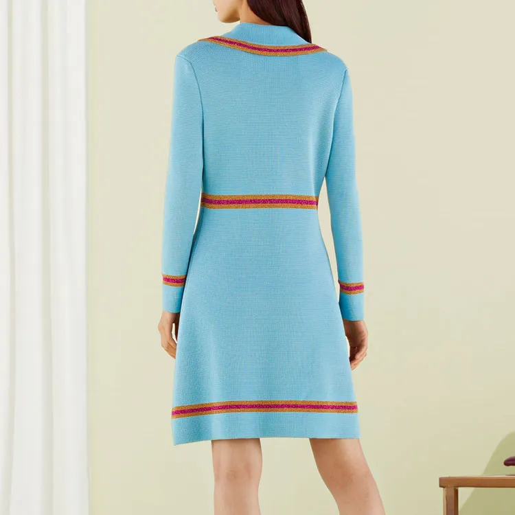 GUCCI Fw22 Tanabata Series Long-Sleeved Dresses Women's Blue-4