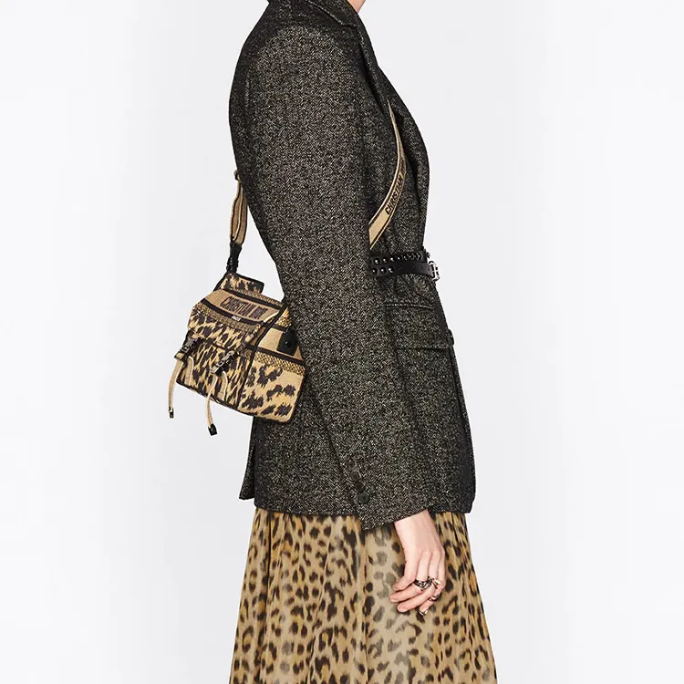 DIOR DiorCamp Embroidery Messenger Bag Shoulder Bag Crossbody Bag Small Size Women's Leopard Print-8