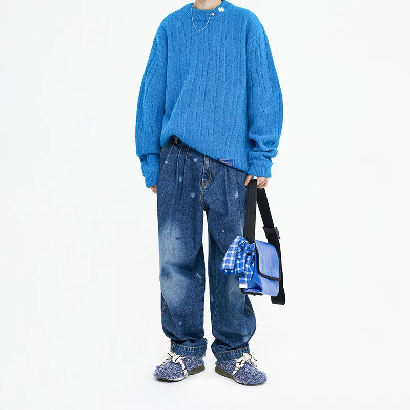 ADER ERROR Leather Messenger Bag, Shoulder Bag, Crossbody Bag Regular Unisex Blue-5