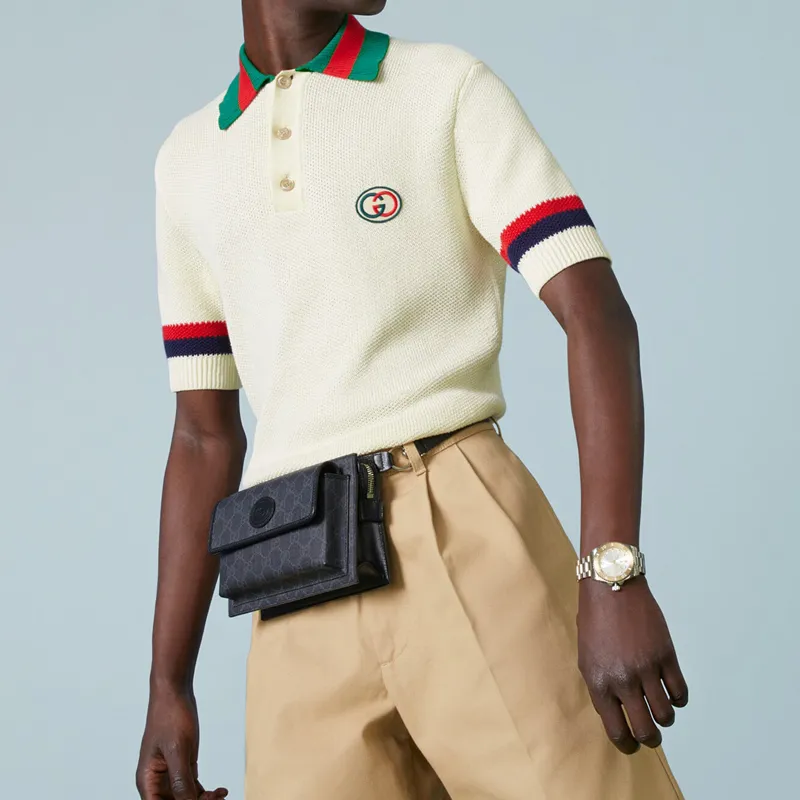 GUCCI Canvas With Leather Sling Bag, One Shoulder, Crossbody, Fanny Pack Regular Men's Black-6