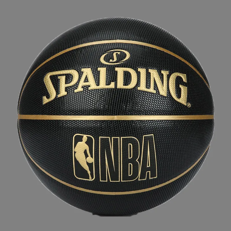 SPALDING PU Basketball Black Gold Size 7 Match Men's-3