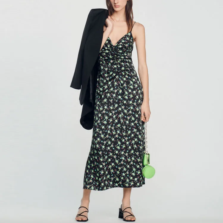 Sandro Slip Dresses Women's Black Print-1