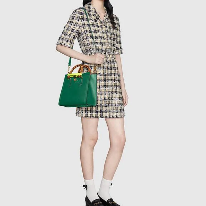 GUCCI Diana Leather Tote Bag Shopping Bag Shoulder Bag Crossbody Bag Handbag Small Size Women's Emerald Green-9