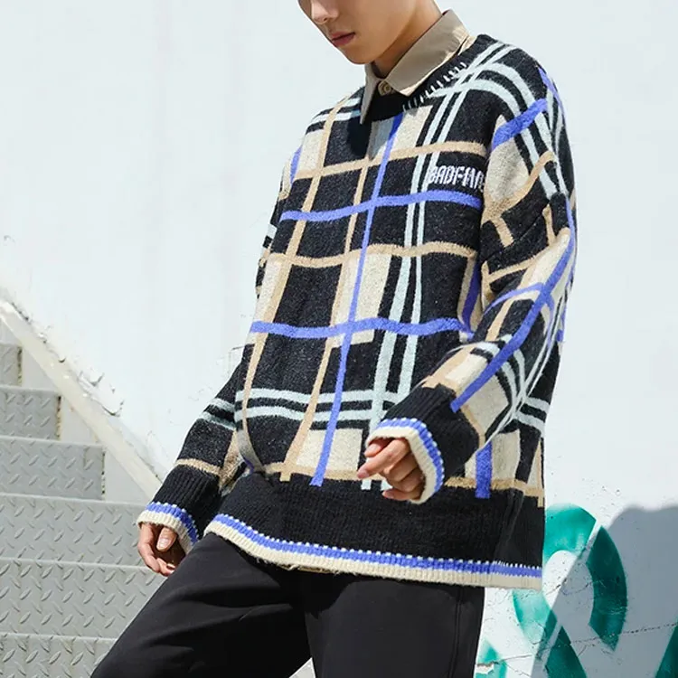 LINING Sweaters Men Black Plaid-2