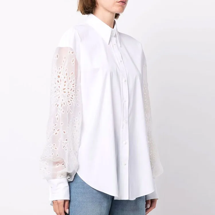 Brunello Cucinelli Broderie Anglaise Panelled Buttoned Shirt-2
