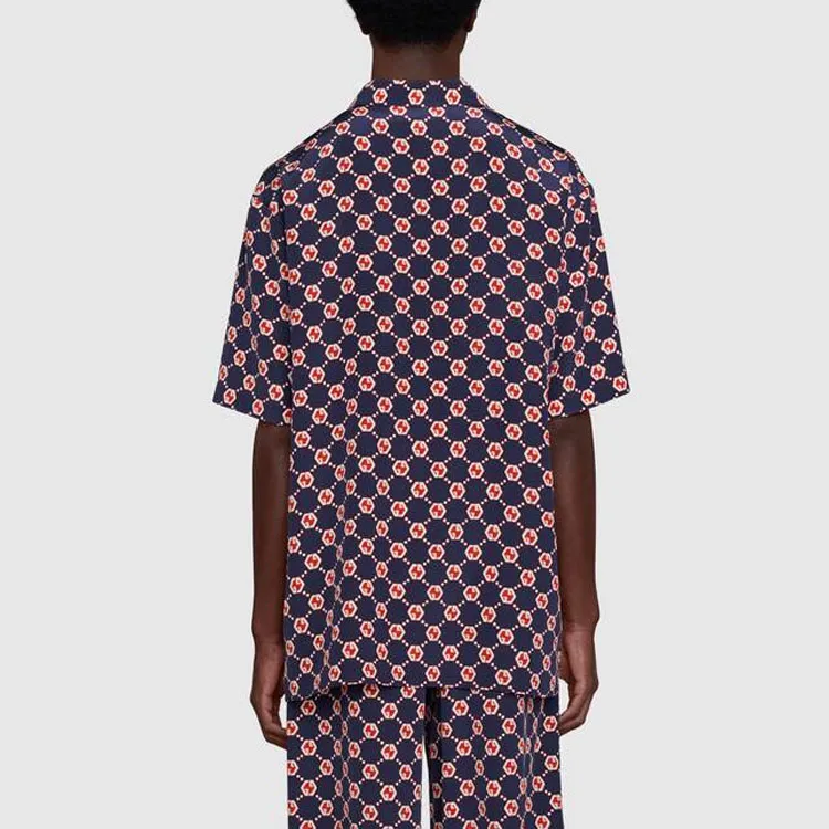 GUCCI Borderless Scrollwork Shirt Men's Blue-3